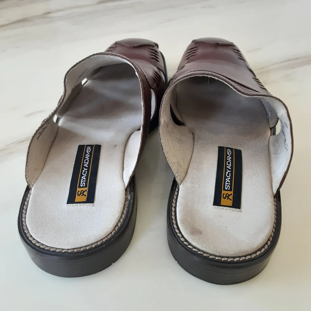 STACY ADAMS Brown Leather Fisherman Slip-On Sandals Sz 11.5 M